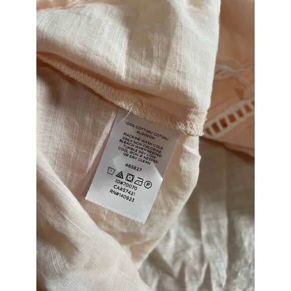 LOFT SOFT PEACH & WHITE CROCHET YOKE BELL SLEEVE COTTON BLOUSE XS - Picture 11 of 11